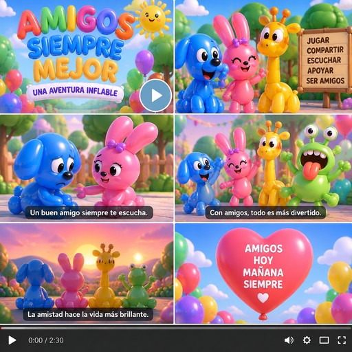 Crea un video para niños con enseñanza sobre la amistad