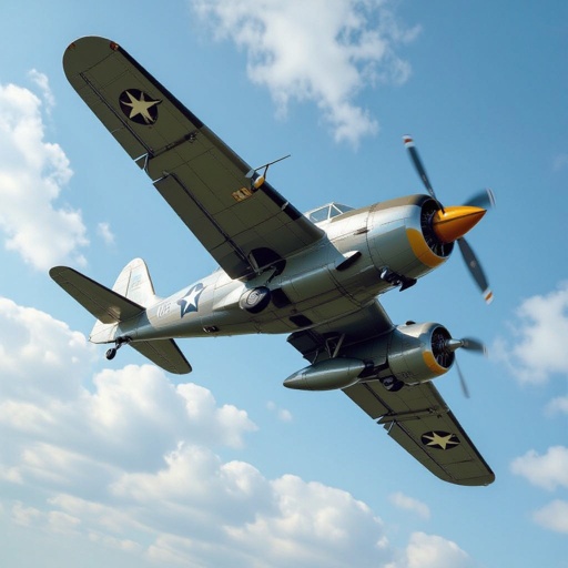 Duck with bomber plane body in sky