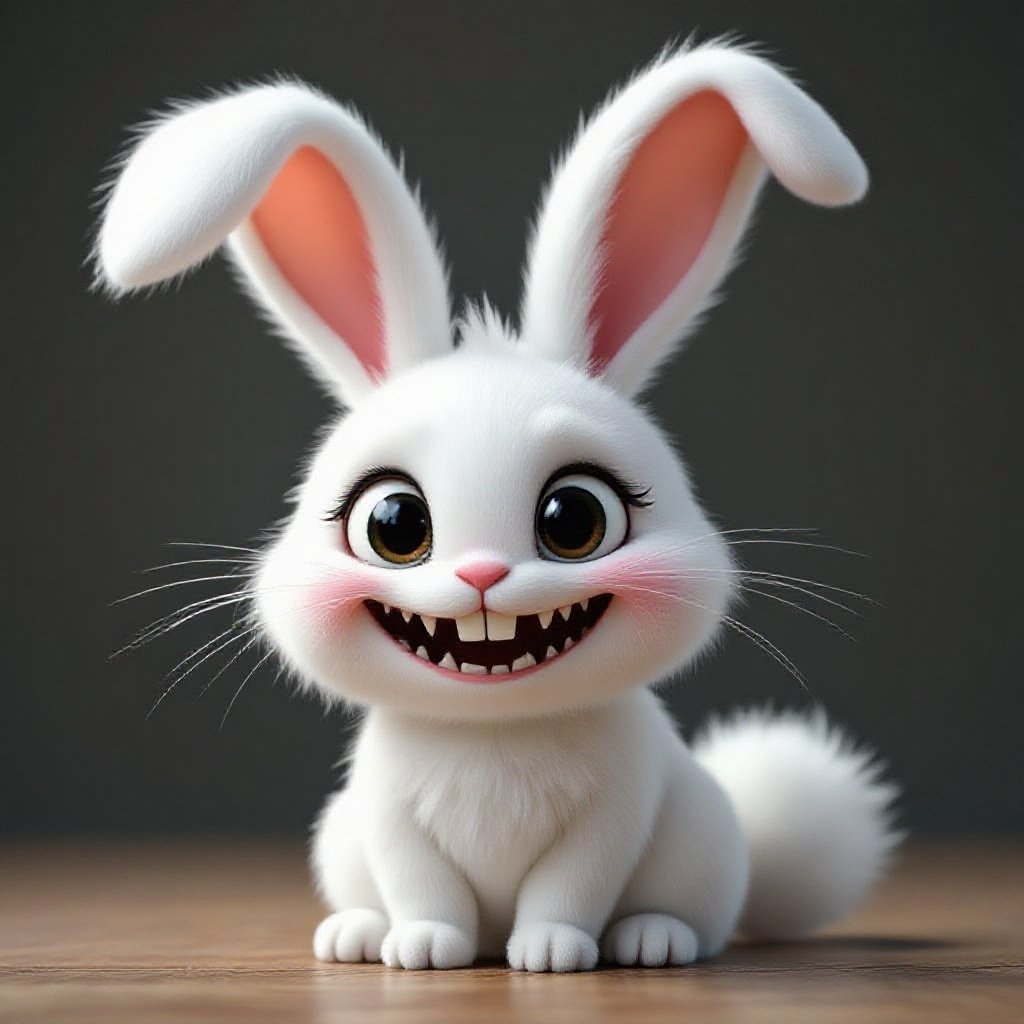 Make a bunny whit a creepy Momo face