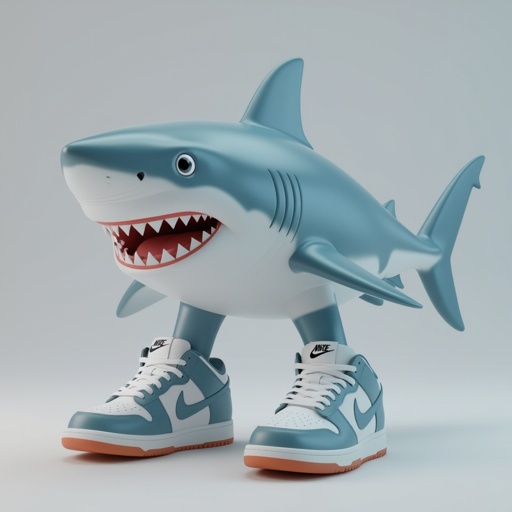 Un tiburón con pies y con zapatos Nike