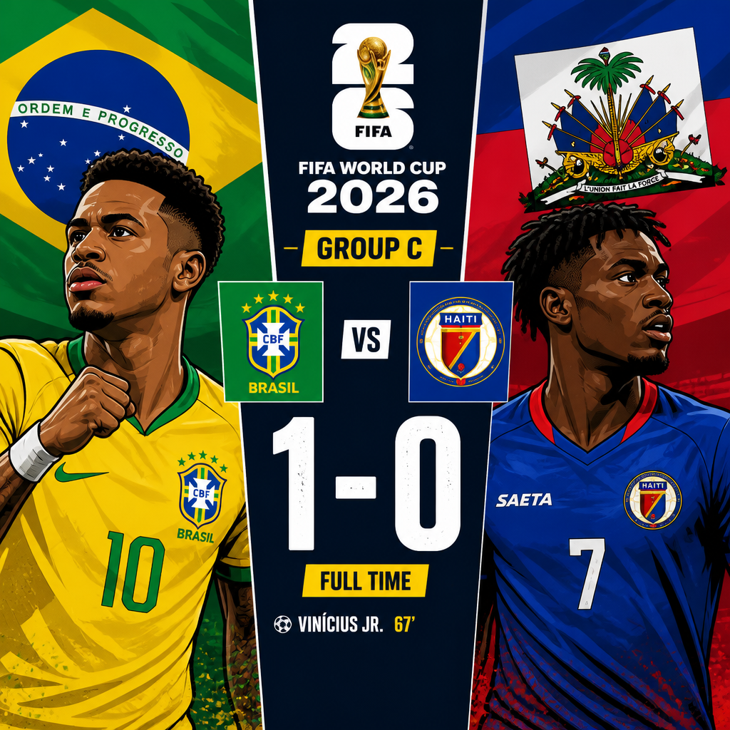 Brazil versus Haiti 2026 World Cup group C 1-0 Brazil winning