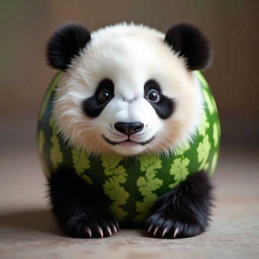 A watermelon mixed with a panda