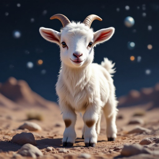 A goat as an earth showing its whole body in space