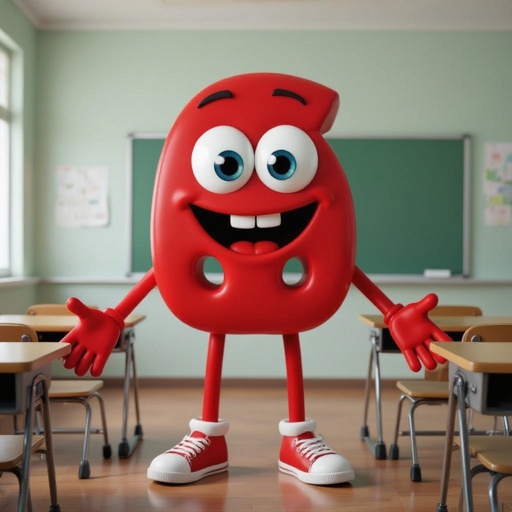 Red number 666 3 eye with smile mouth 2 red arm 2 red leg with wear  2 white shoes in class
