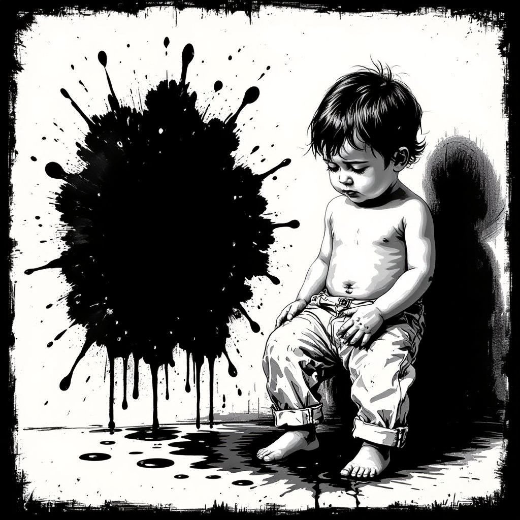 Un bambino che si fa la pipì adosso