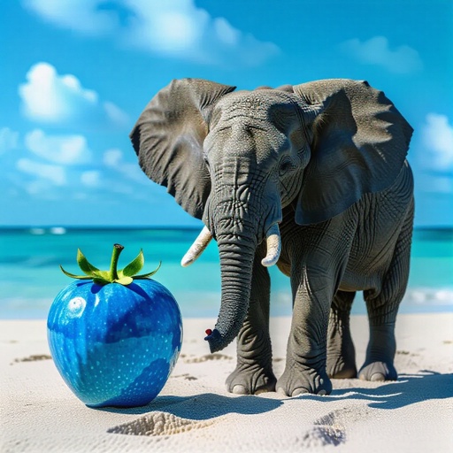 A blue strawberry elephant