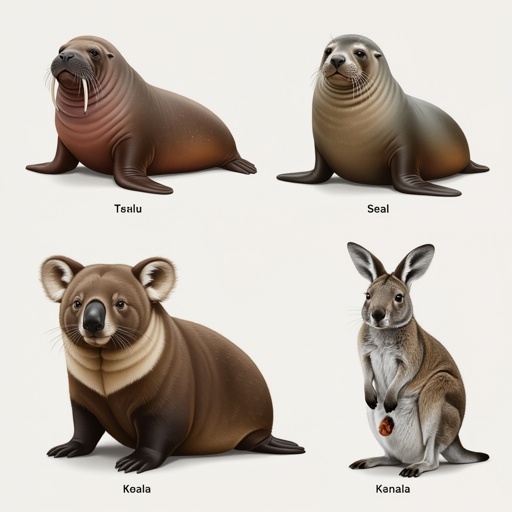 Walrus Seal platypus koala Kangaroo