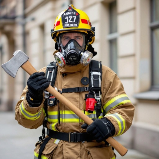 Corpo humano inteiro de osso e sendo um bombeiro
