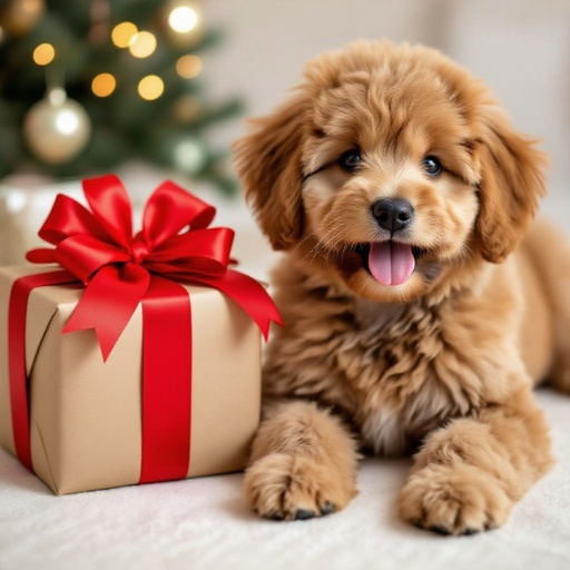 A Christmas present mixed with a dog