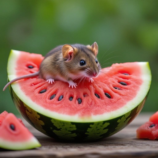 A mouse in a watermelon