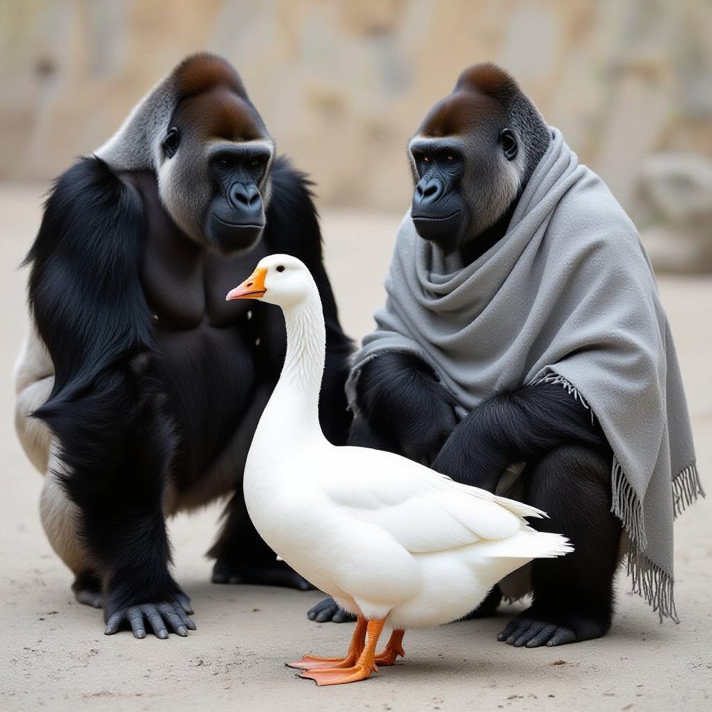 Un oca un gorilla e uno scialo