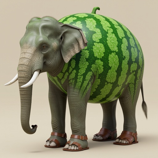 Elephant watermelon body 4 legs 4 human sandals