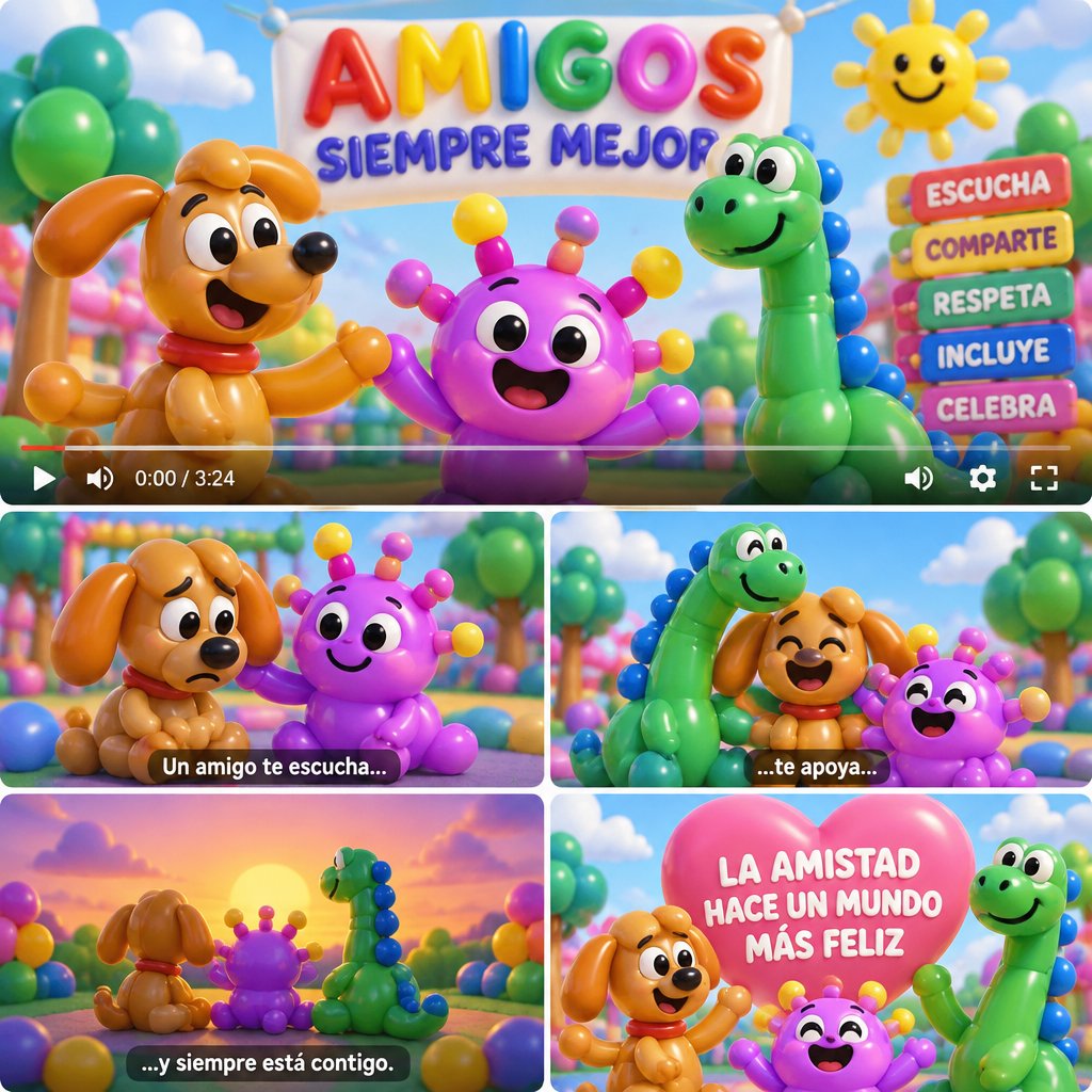Crea un video para niños con enseñanza sobre la amistad