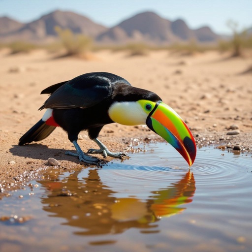 Water in the desert a Toucan drink it