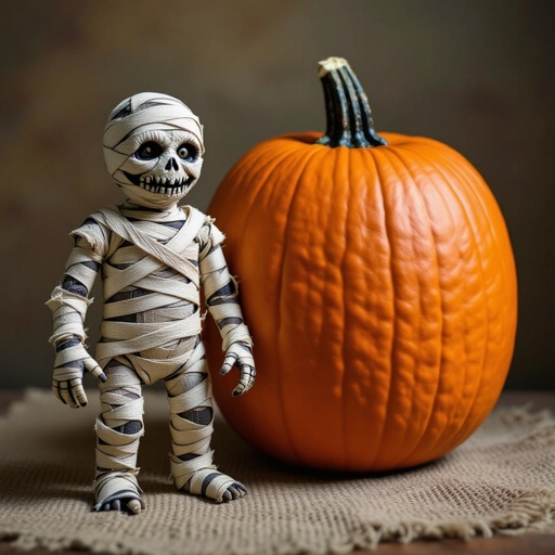 Pumking with legs and mummy