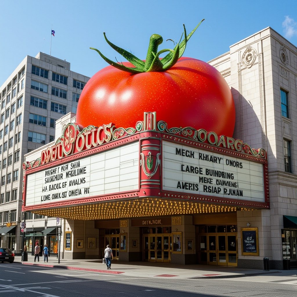 Um tomate misturado com um teatro