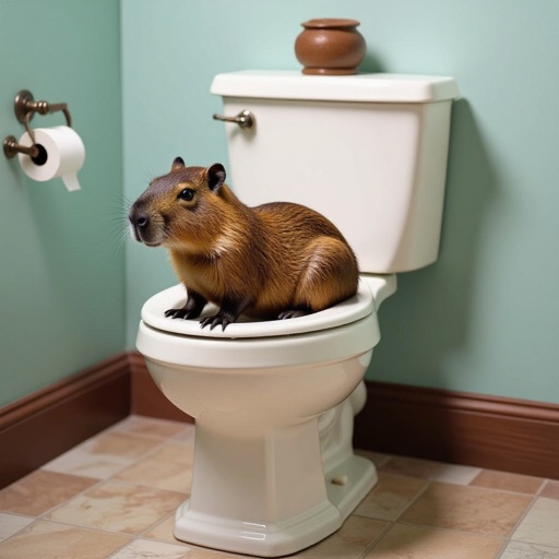 A toilet with a capibara
