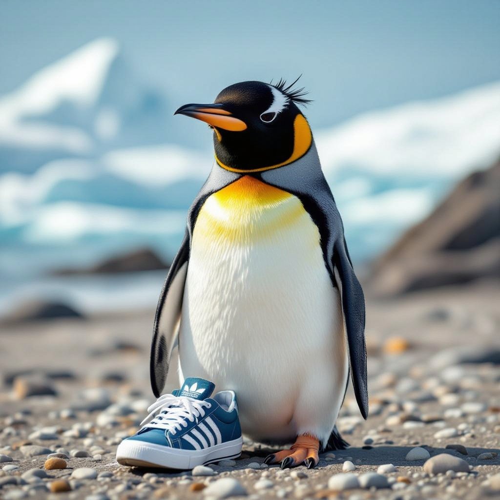 Penguin with Adidas shoes penleele palala