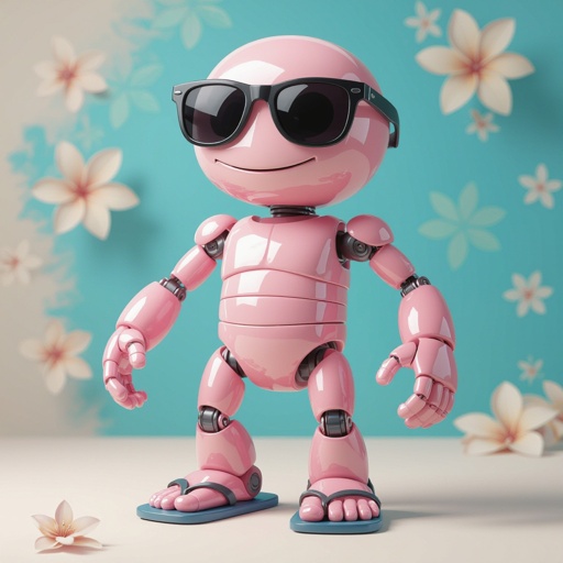 Um chinelo havaiana com óculos escuro e com pernas e braços
