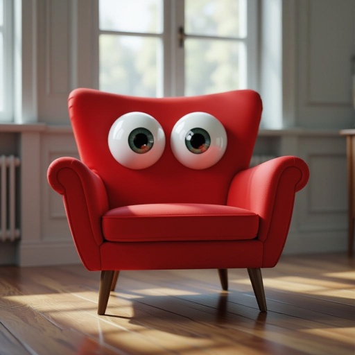 Red chair with eyes