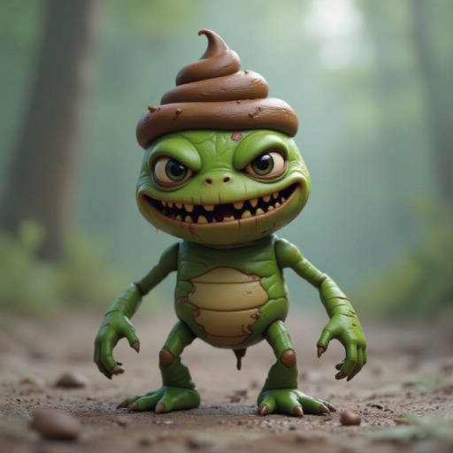 Un creeper con una cacca in testa, le gambe storte