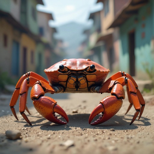 Um caranguejo de tijolo na favela