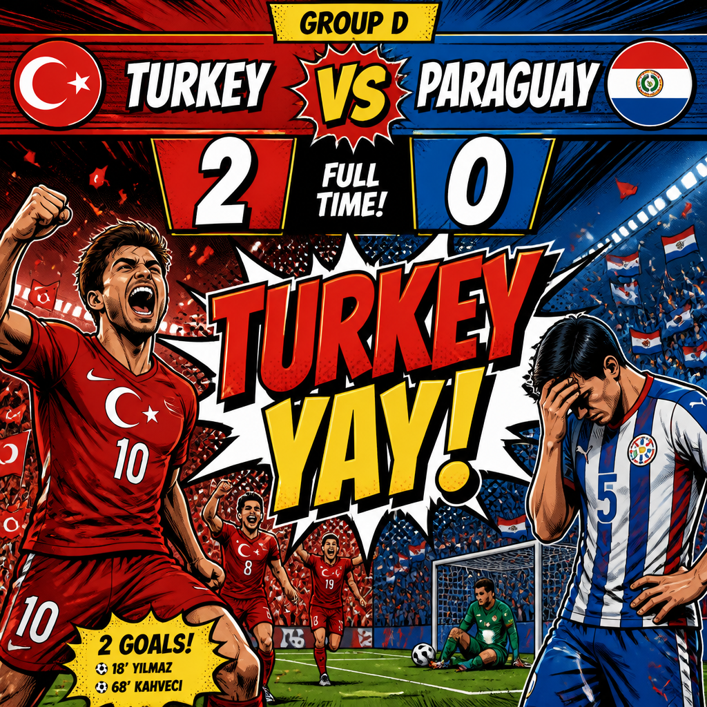 Turkey yay versus Paraguay group D 2-0 turkey yay winning