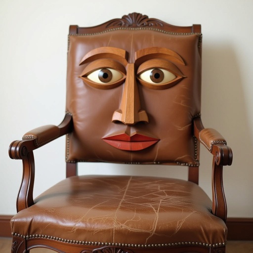 A chair with eyes and nose 