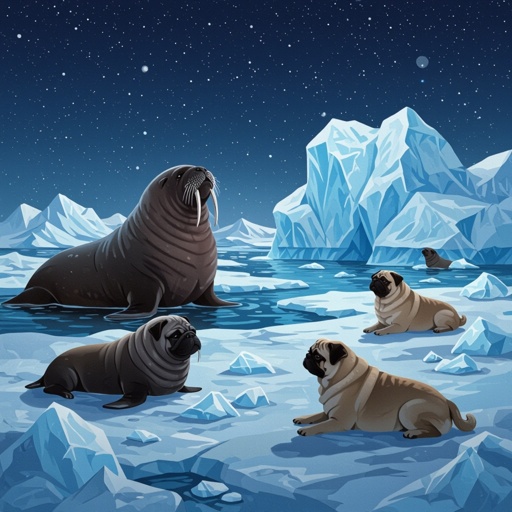 Artic water Sea iceberg pugs 1000000 ice two pices walruses 3876