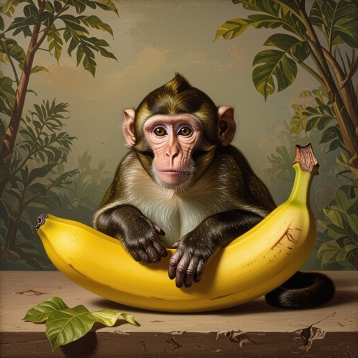 Una scimmia dentro ad una banana