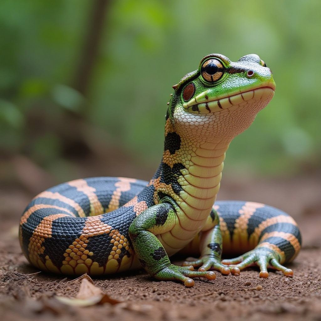 Largo con cuerpo de serpiente y cabesa de rrana