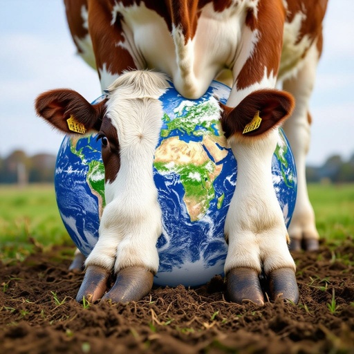 A cow whit the erth and whit feet