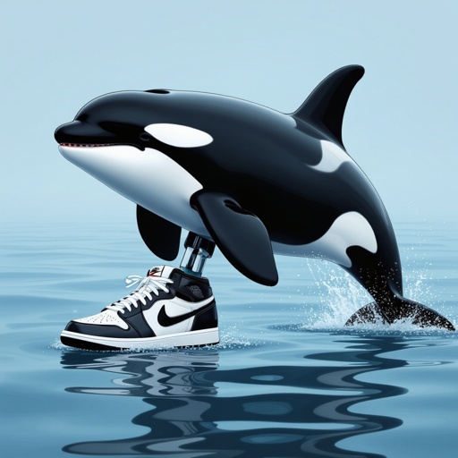 Faça uma orca cam três pernas e tênis da Nike