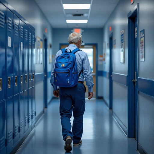 Un 67 blu uomo a scuola