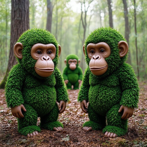 Bushes with monkey face 2 human leg in woods