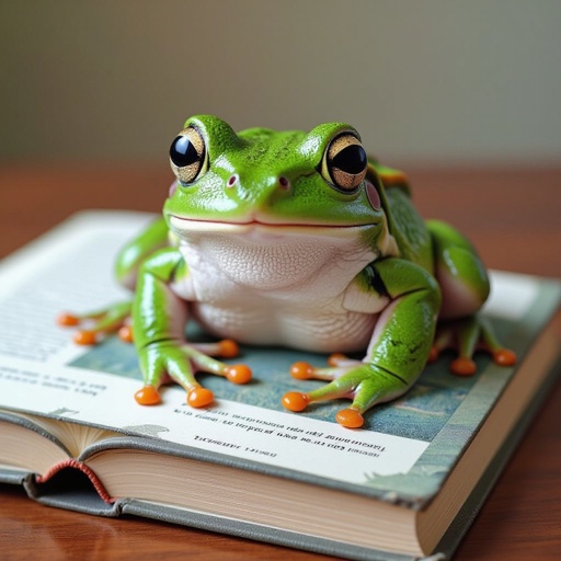 A frog that has a body as a book