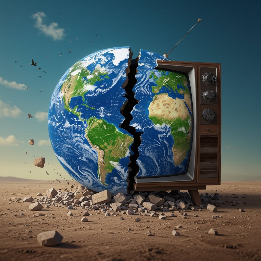 Tv is evil and he is the earths is breaks in half