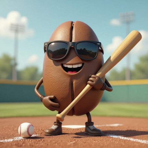 Um gran de cafe de óculos escuros e com um taco de baseball na mão humanoide