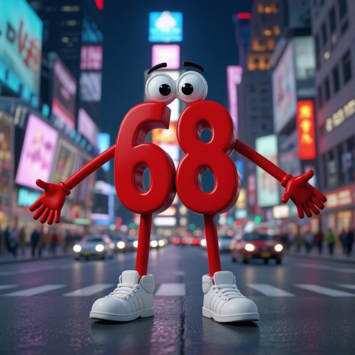 Red number 68 2 red arm 2 red leg 2 wear white shoes in city