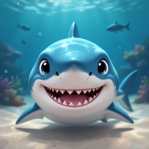 Baby shark with cute face with staking