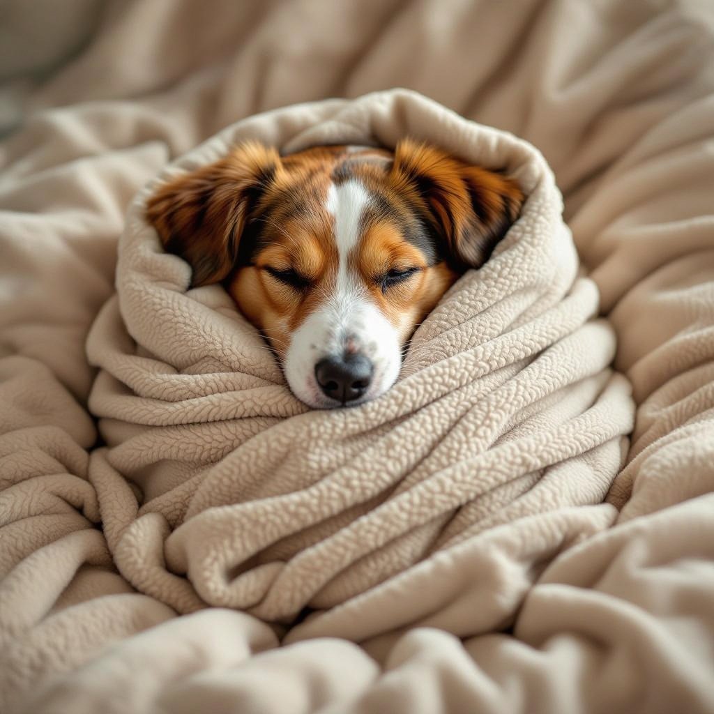 Um cachorro enrolado em um burrito