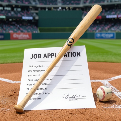 Job application with a wooden bat