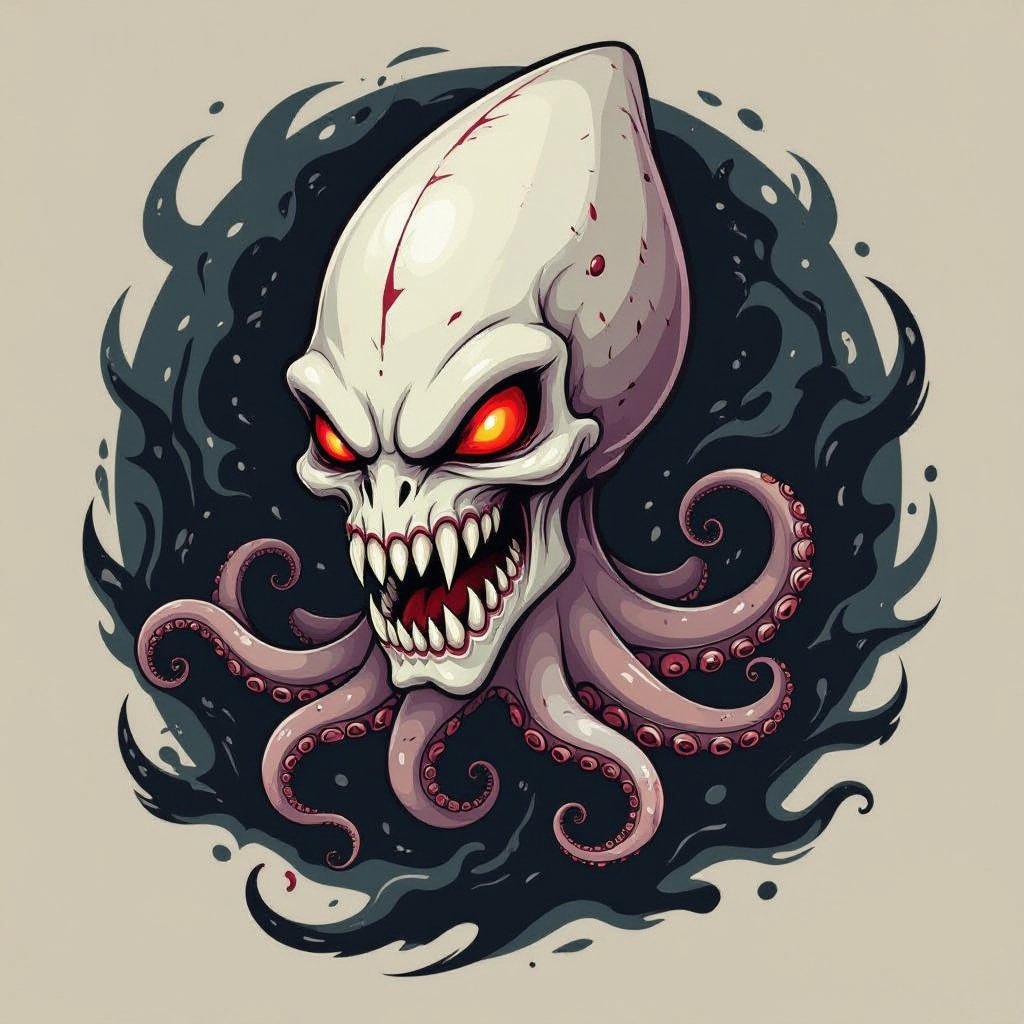 Uma Lula com cabeça de vampiro