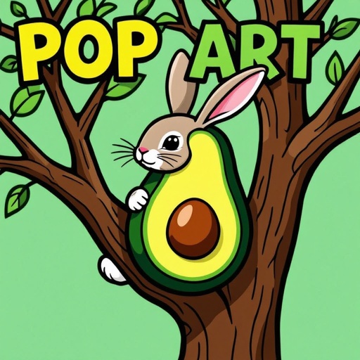 Avocado rabbit hanging on a tree