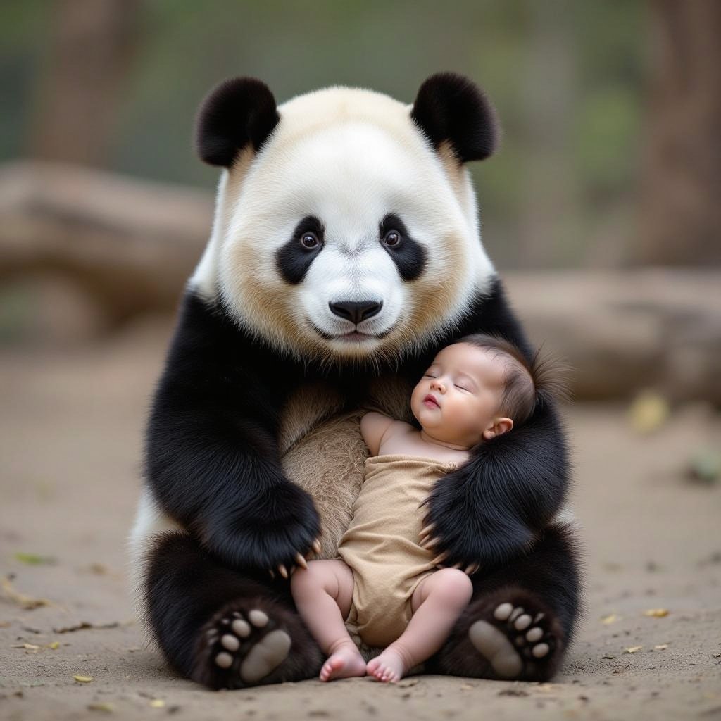Panda con il corpo di un bambino