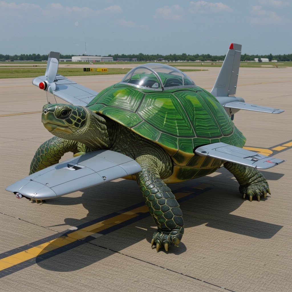 Un tartaruga fuso a un aereo