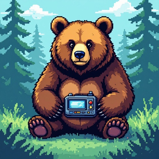 Grizlly bear mixed with radio belly on his belly