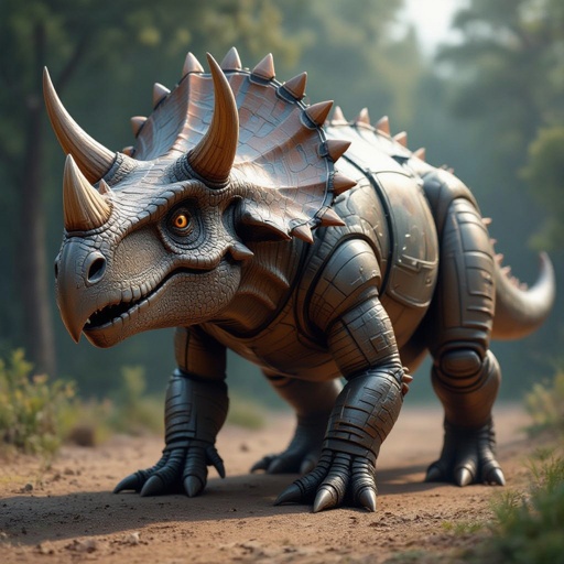 Un tricerapoto con il corpo di un aereo 