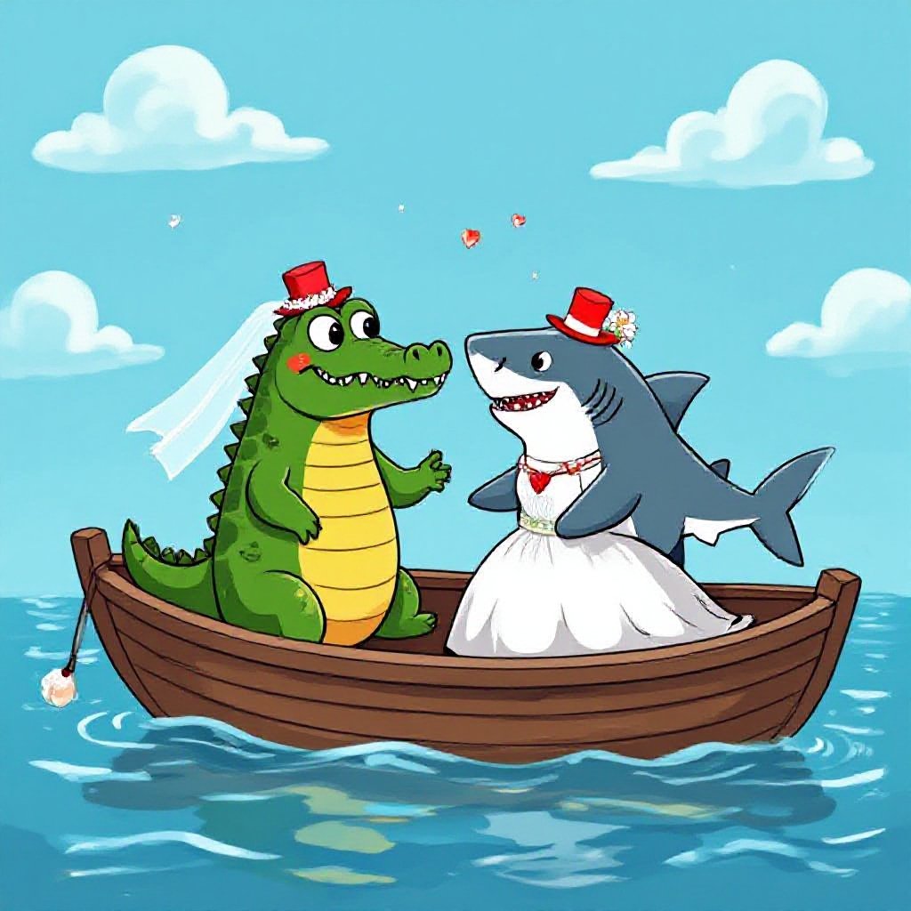 What with a crocodile and a shark get married?