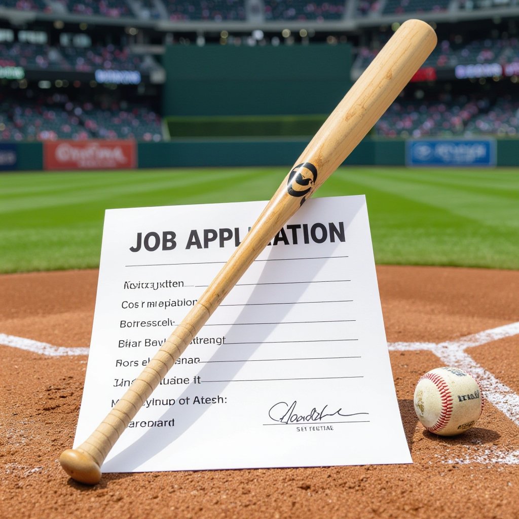 Job application with a wooden bat